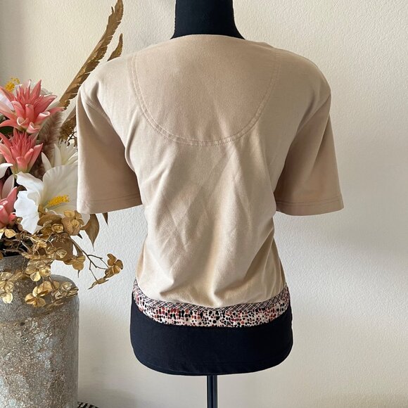 Cottage Prairie y2k Embroidered Patchwork Beige Button-Up Cardigan Large - Picture 4 of 11